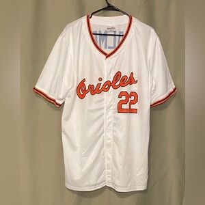 Baltimore Orioles  MLB HOF Pitcher Jim Palmer #22  SGA White and Orange Mens XL